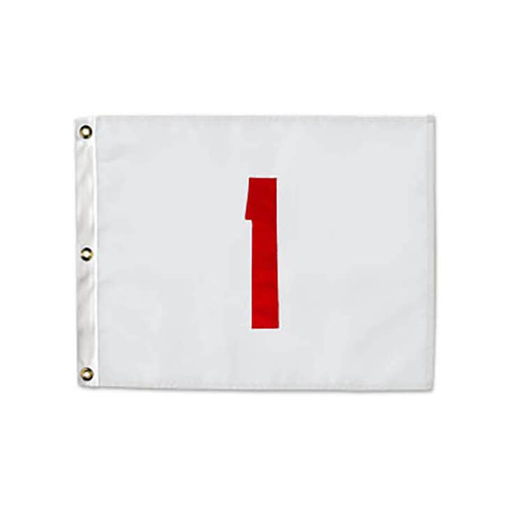 Standard Golf - Nylon Numbered Flag with Grommets - White with Red