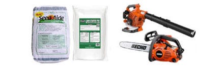 Seed mulch and landscaping equipment